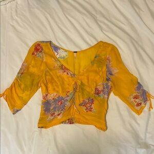 Free People Yellow Floral Crop Top